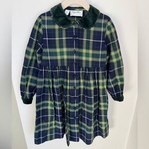 Cyrillus Vintage Girls Plaid Dress Peter Pan Collar Size 3T